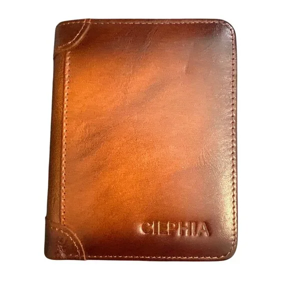 Luxury Leather Cielpha Bifold Wallet With Zip Compartment & Multiple Card Slots - Picture 1 of 5